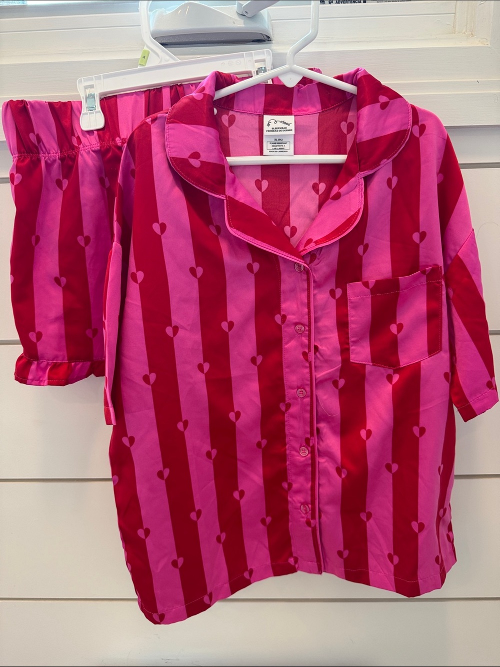 art class Pink & Magenta Heart-Stripe Kids Pajama Set